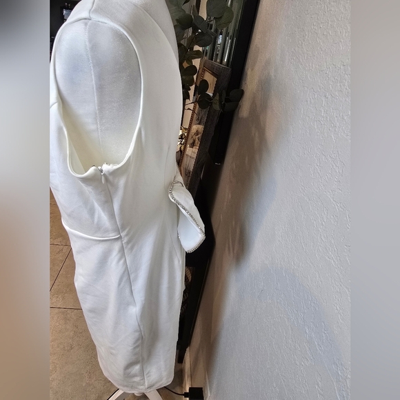 New York & Company Lena Bow Back White/ Silver Mini Dress Gown Size L - Picture 5 of 8